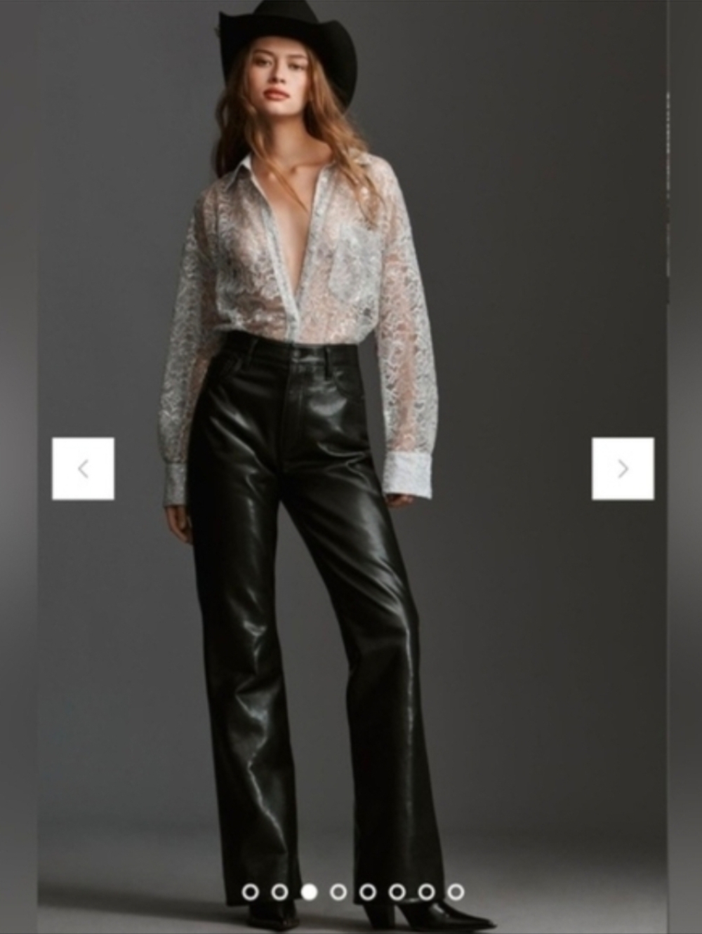 Anthropologie Indie Sleaze Festival Sheer Lace Button-Front Blouse Silver